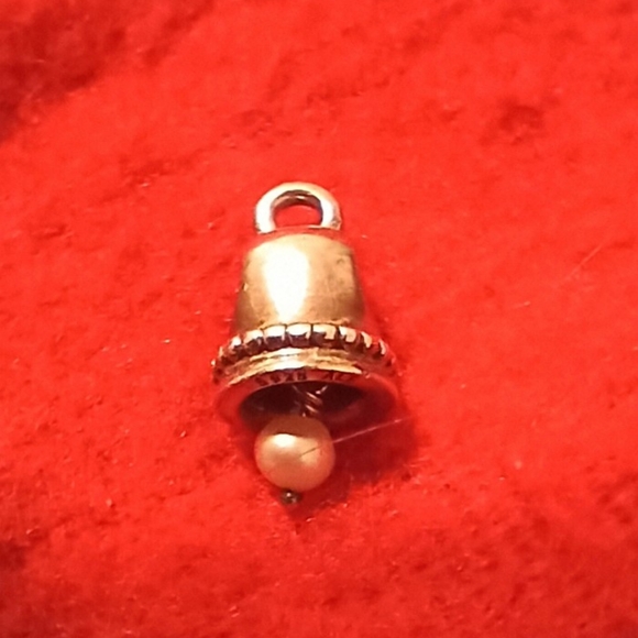 RETIRED Silver Pandora Wedding Bell Charm with pearl Dangle - Picture 2 of 4